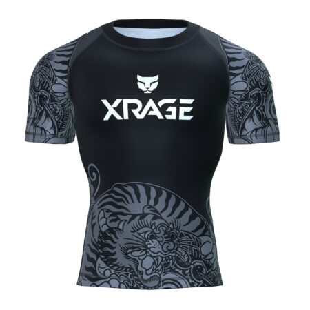 Xrage Sports Wear Short Sleeve Rashguard Black Samurai Lion