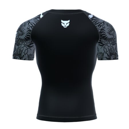 Xrage Sports Wear Short Sleeve Rashguard Black Samurai Lion (3)