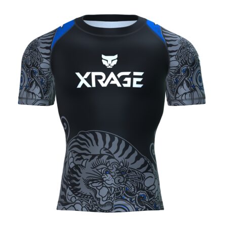 Xrage Sports Wear Short Sleeve Rashguard Blue Samurai Lion
