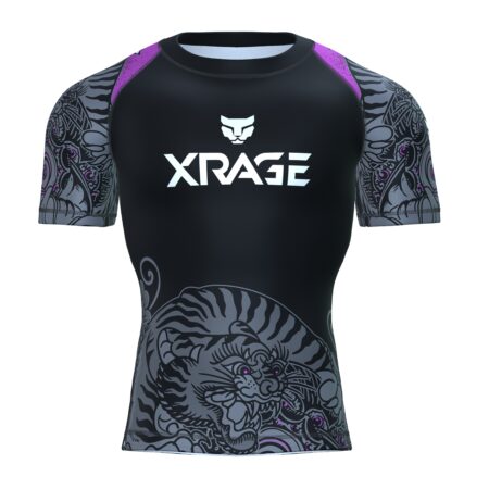 Xrage Sports Wear Short Sleeve Rashguard Purple Samurai Lion