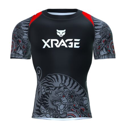 Xrage Sports Wear Short Sleeve Rashguard Red Samurai Lion