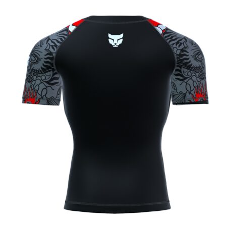 Xrage Sports Wear Short Sleeve Rashguard Red Samurai Lion (3)