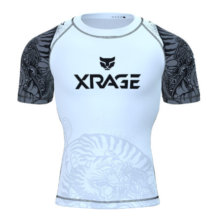Xrage Sports Wear Short Sleeve Rashguard White Samurai Lion